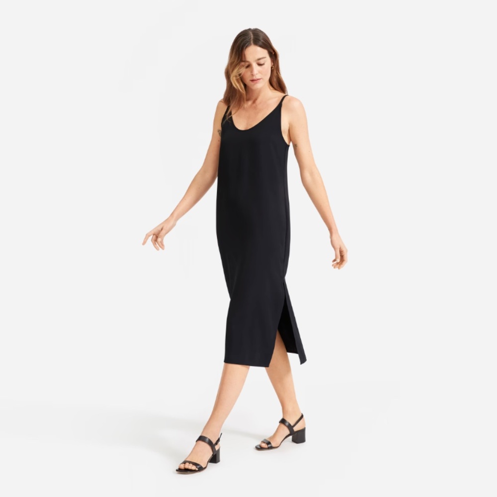 Everlane Japanese GoWeave Black Slip Dress Size 8
